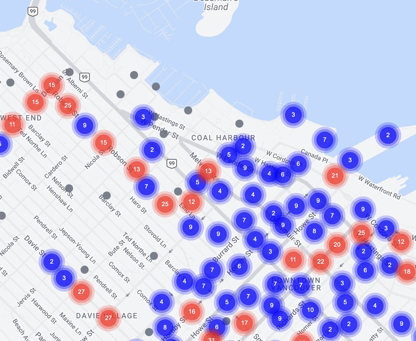 FieldLead map showing tier-coloured account clusters across a territory